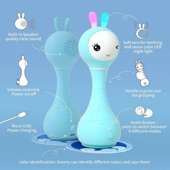 SMARTY BUNNY BLUE INTERACTIVE RATTLE - ENGLISH