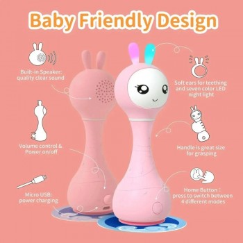 SMARTY BUNNY PINK INTERACTIVE RATTLE - ENGLISH