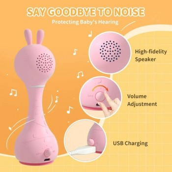 SMARTY BUNNY PINK INTERACTIVE RATTLE - ENGLISH