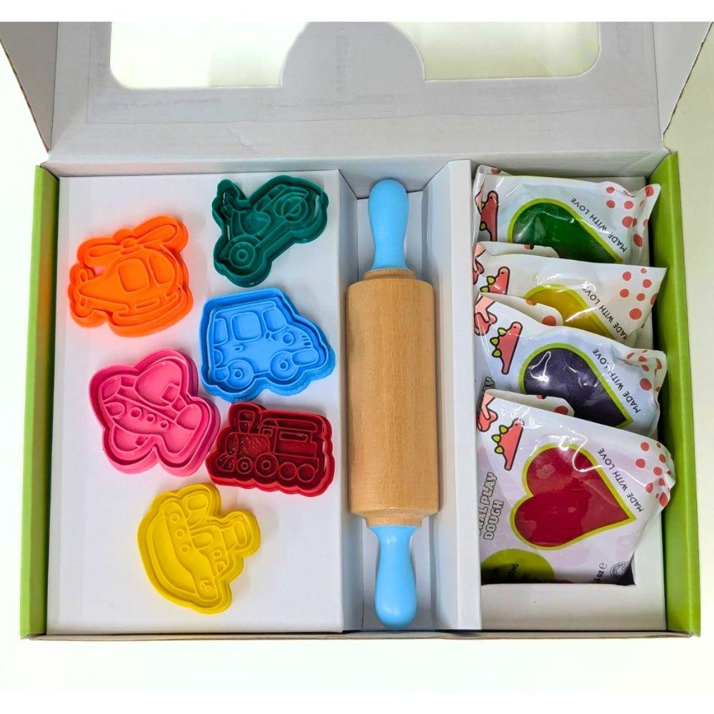 SET VEHÍCULOS PLASTILINA NATURAL+ ACCESORIOS