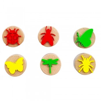 SELLOS DE MADERA INSECTOS 6 ud.