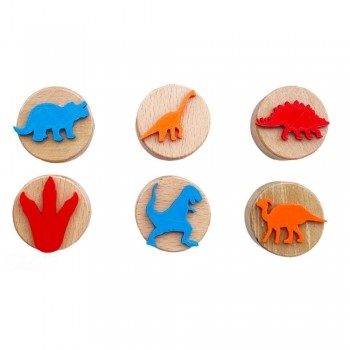 SELLOS DE MADERA DINOSAURIOS 6 ud.