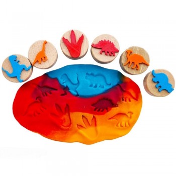 SELLOS DE MADERA DINOSAURIOS 6 ud.