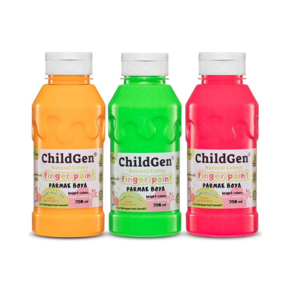 SET 3 BOTES PINTURA DE DEDOS ORGÁNICA  NEÓN (3 botellas x 350ml.)