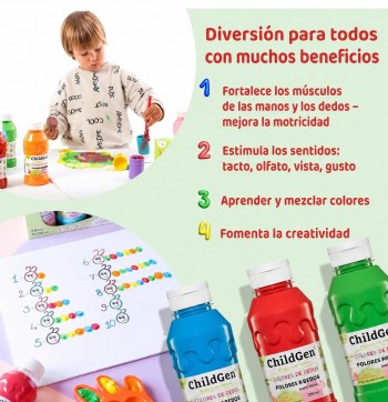 SET 3 BOTES PINTURA DE DEDOS ORGÁNICA  NEÓN (3 botellas x 350ml.)