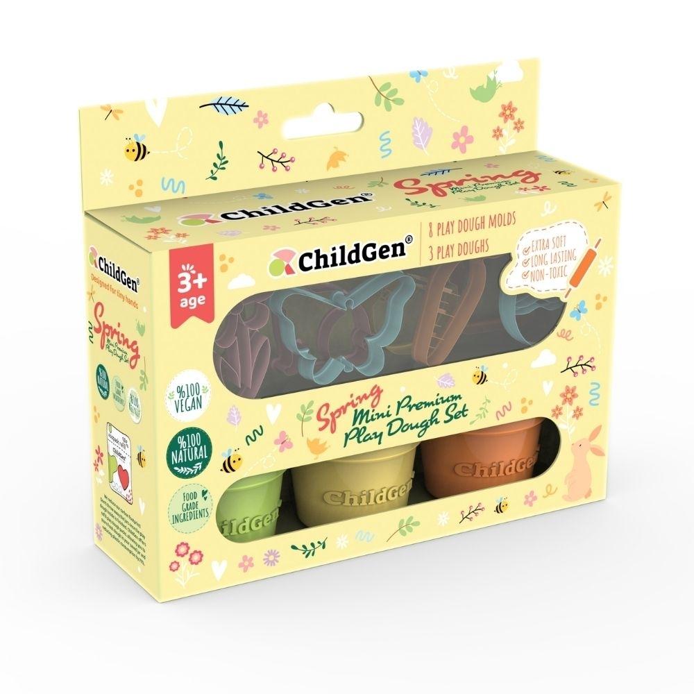 PLASTILINA NATURAL MINI PREMIUM SET PRIMAVERA (3x125gr. + 8 moldes)