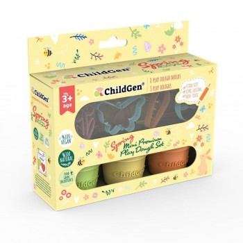 PLASTILINA NATURAL MINI PREMIUM SET PRIMAVERA (3x125gr. + 8 moldes)