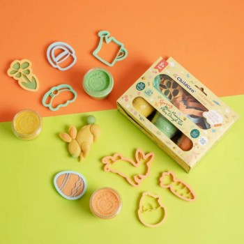 PLASTILINA NATURAL MINI PREMIUM SET PRIMAVERA (3x125gr. + 8 moldes)