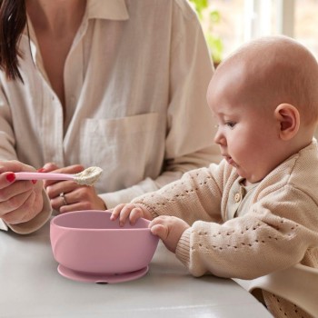 Bol silicona con ventosa ROSA - 400 ml.