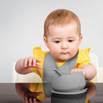 Bol silicona con ventosa GRIS - 400 ml.