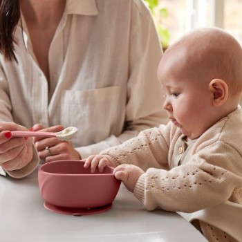 Bol silicona con ventosa NATURE RED - 400 ml.