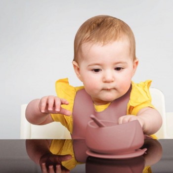 Bol silicona con ventosa NATURE RED - 400 ml.