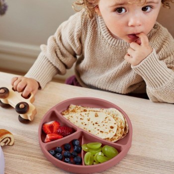 Plato silicona con ventosa NATURE RED