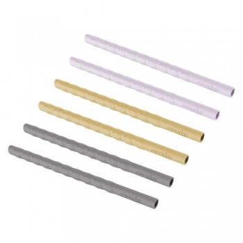 Pajita silicona (6 ud.) LAVANDA+AMARILLO+GRIS