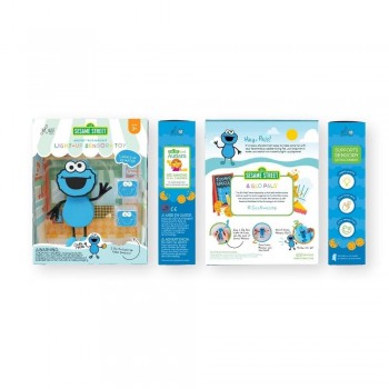 PERSONAJE COOKIE MONSTER + 2 CUBOS LUZ AZUL
