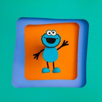 PERSONAJE COOKIE MONSTER + 2 CUBOS LUZ AZUL
