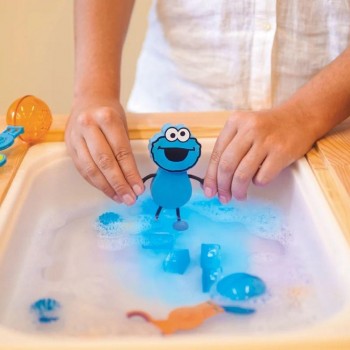 PERSONAJE COOKIE MONSTER + 2 CUBOS LUZ AZUL