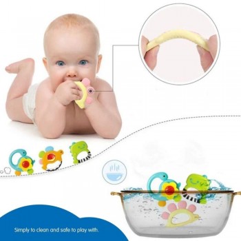 SET DE 5 SONAJEROS/MORDEDORES DINOSAURIOS