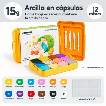 Caja de arcilla y utensilios (12 colores)