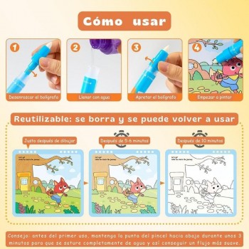 Cuaderno colorea con agua ANIMAL WORLD TOUR