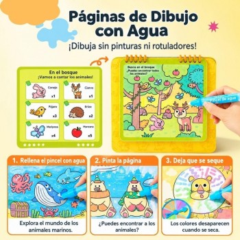 Cuaderno colorea con agua ANIMAL WORLD TOUR