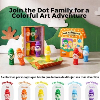 Set Creativo 6 Marcadores de puntos DOT FAMILY