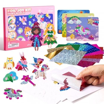 Kit Creativo 3 en 1 Láminas Brillantes FAIRY WORLD