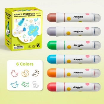 Rotuladores lavables con sello de animal (12 ud.)