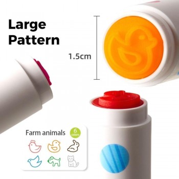 Rotuladores lavables con sello de animal (12 ud.)