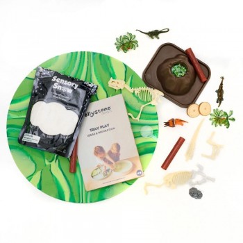 - BANDEJA + KIT SENSORIAL DINOSAURIO