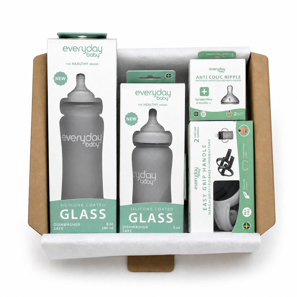 PACK BIBERONES EVERYDAY 4 PIEZAS GREY