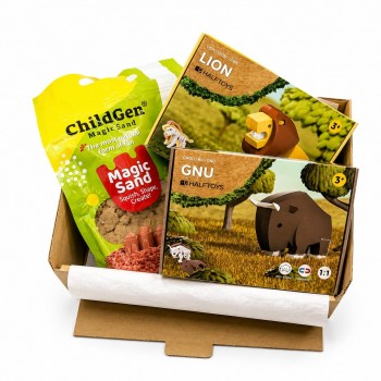 PACK SENSORIAL ANIMALES HALFTOYS 3 PZAS LEÓN-GNU