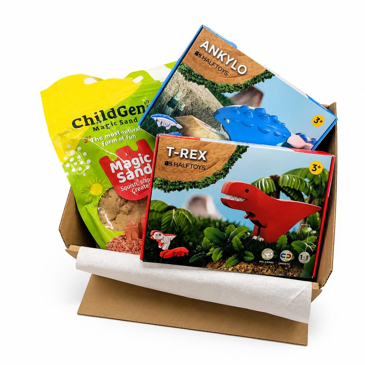 PACK SENSORIAL DINOS HALFTOYS 3 PZAS ANKYLO-REX