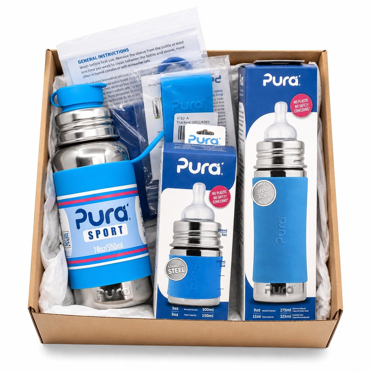 PACK BIBERONES PURA 5 PZAS AZUL