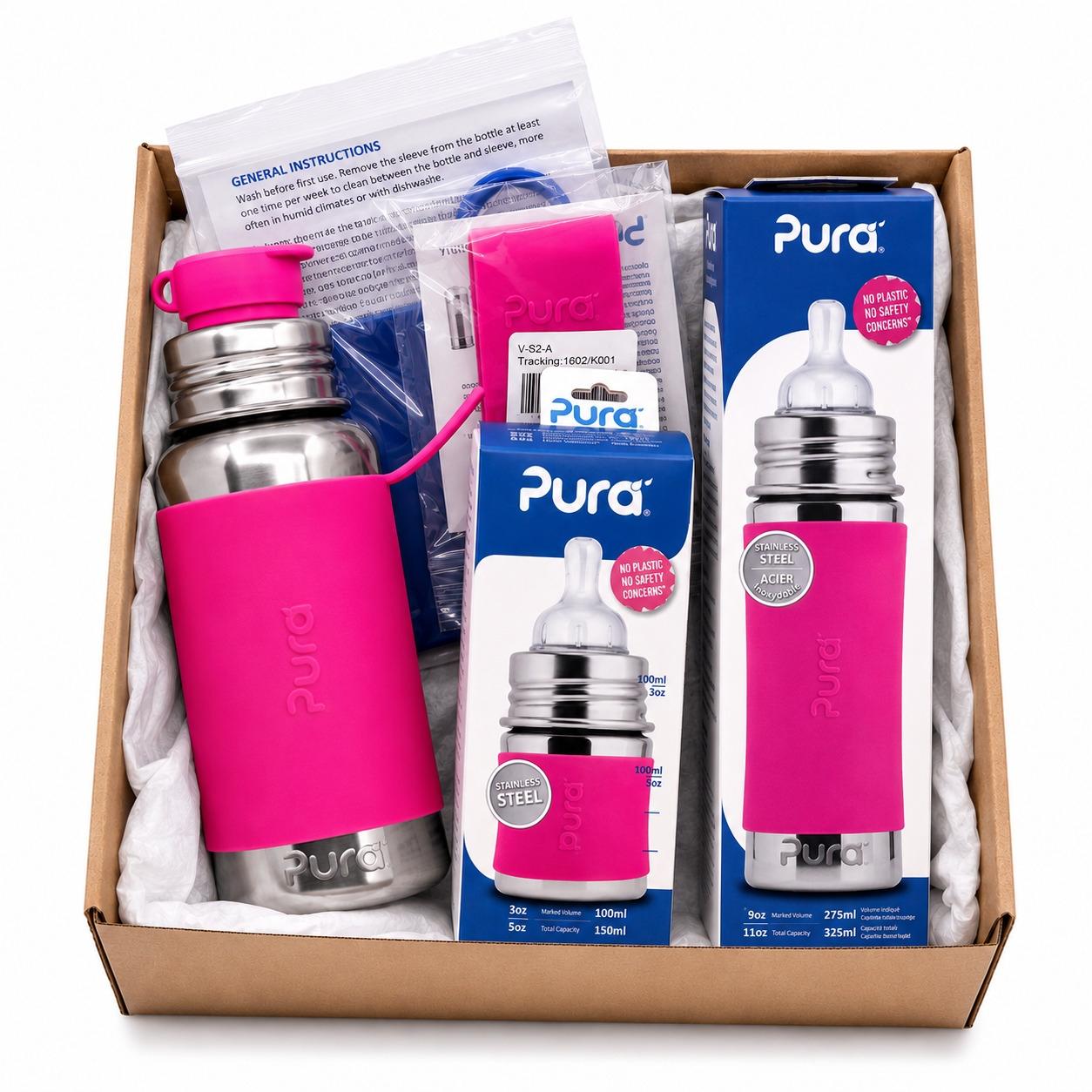PACK BIBERONES PURA 5 PZAS ROSA