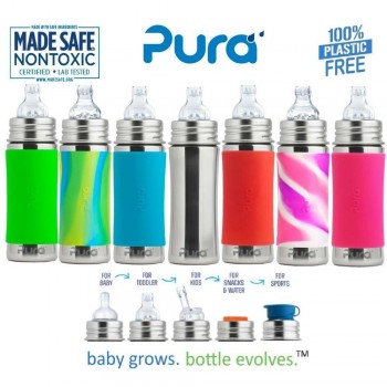 PACK BIBERONES PURA 5 PZAS ROSA