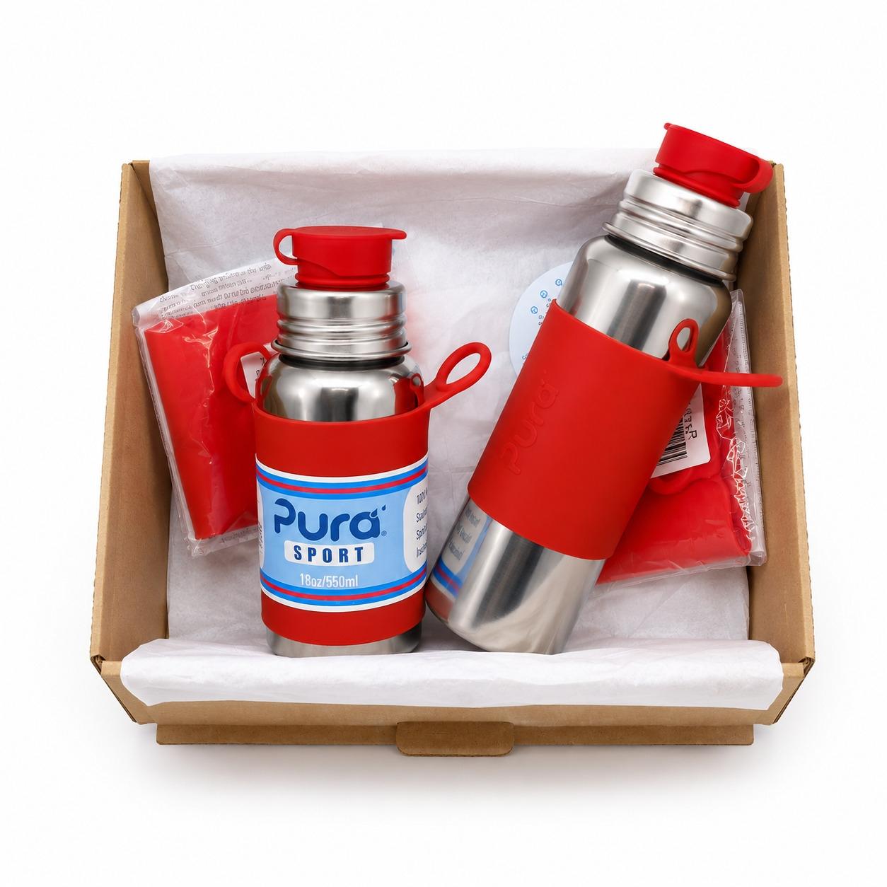 PACK BOTELLAS PURA 3 PZAS ROJO
